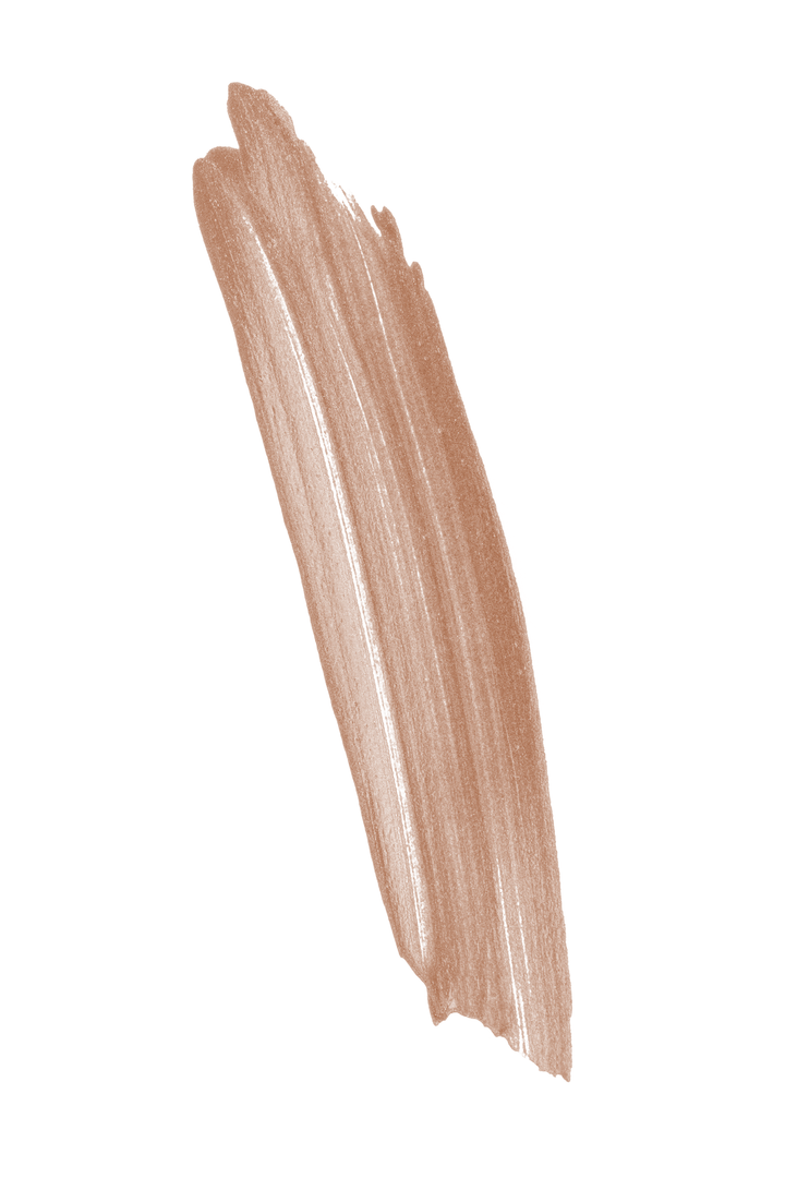 Eyeshadow pencil strokes of the shade, Peach Bellini, showcasing the golden-peach color, on a white background.