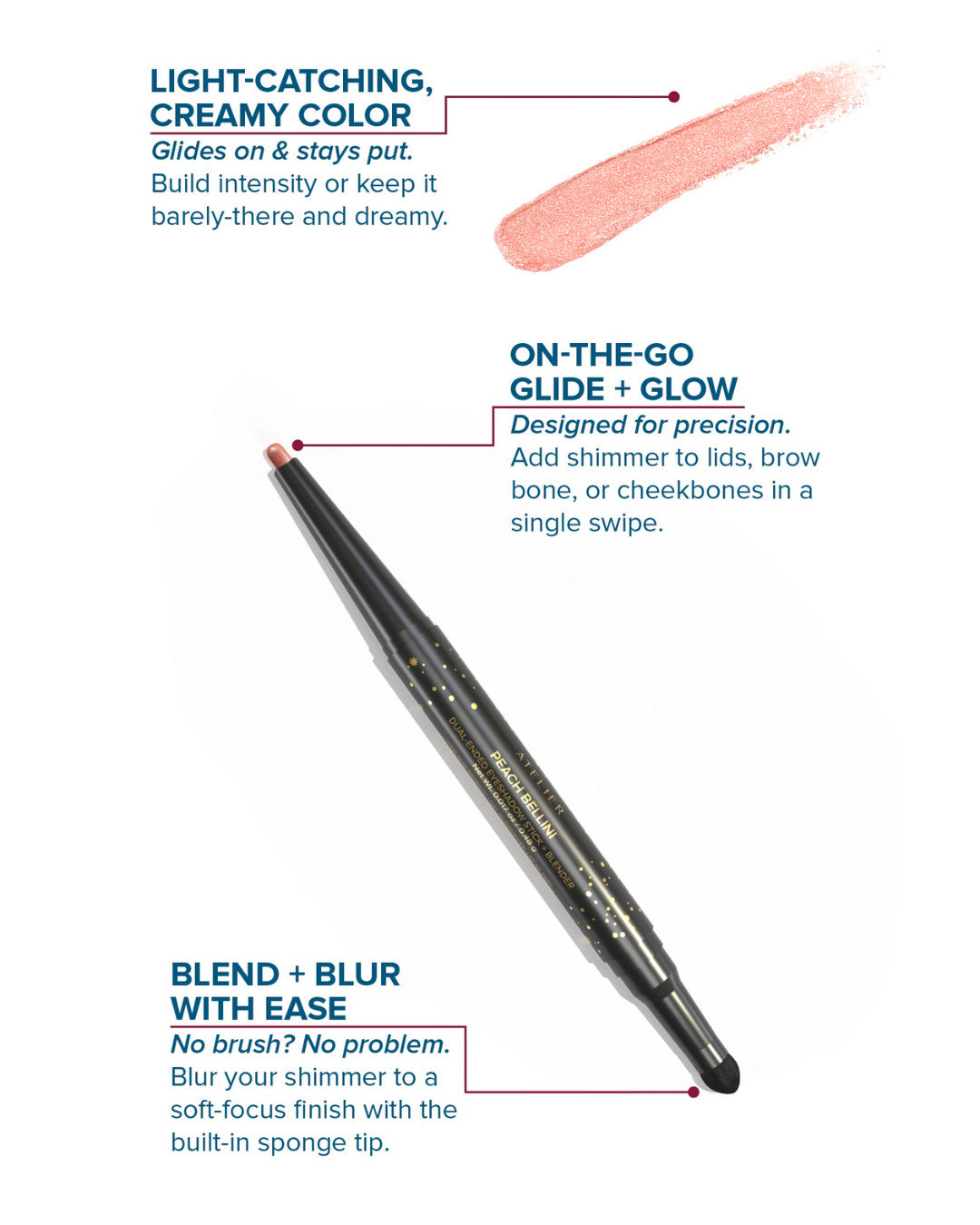 Dual-Ended Eyeshadow Stick + Blender | Peach Bellini